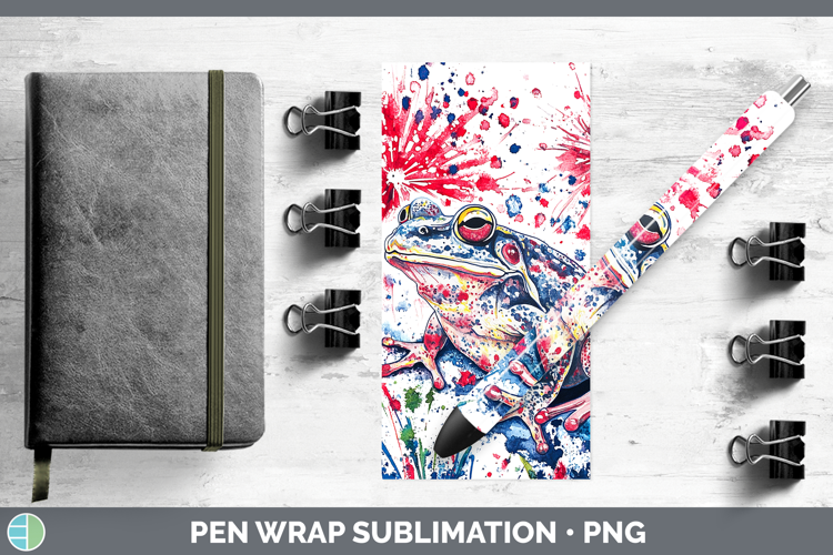 Farm Patriotic Splash Bullfrog Pen Wrap Sublimation Pen Desi