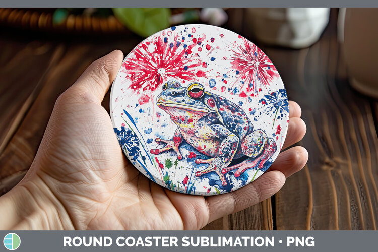 GorgeousFarm Patriotic Splash Round Coaster design.