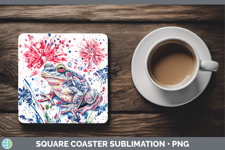 Farm Patriotic Splash Bullfrog Square Coaster Sublimation Co