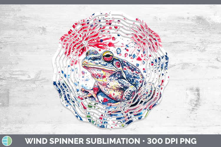 Farm Patriotic Splash Bullfrog Wind Spinner Sublimation Spin