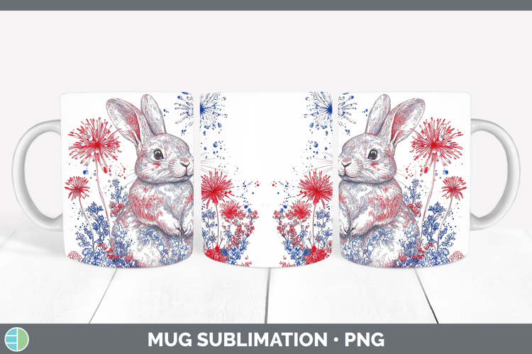 Farm Patriotic Splash Bunny Mug Wrap Sublimation Coffee Cup