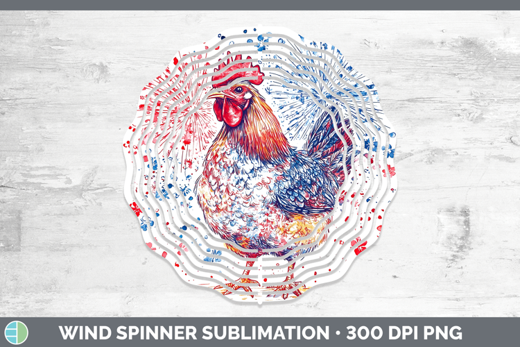 Farm Patriotic Splash Chicken Wind Spinner Sublimation Spinn