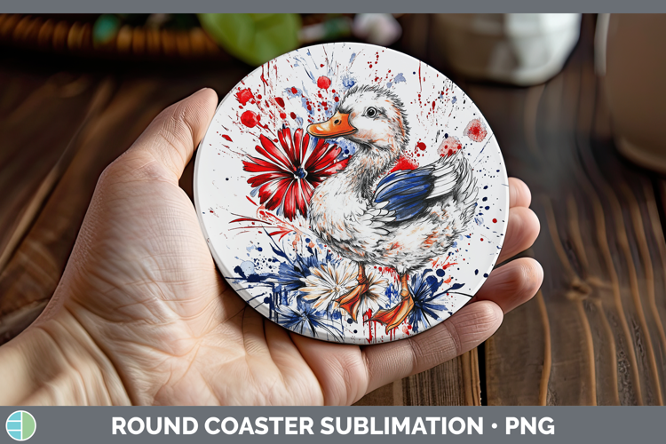 Farm Patriotic Splash Duck Round Coaster Sublimation Coaster