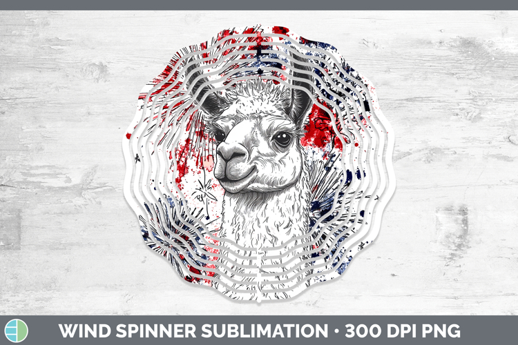 Farm Patriotic Splash LLama Wind Spinner Sublimation Spinner