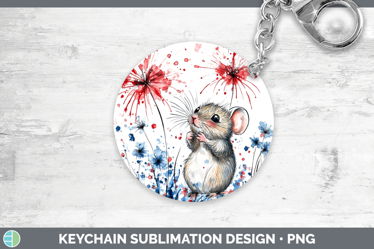 Farm Patriotic Splash Mouse Keychain Sublimation Keyring Des