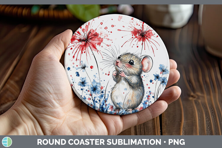 GorgeousFarm Patriotic Splash Round Coaster design.