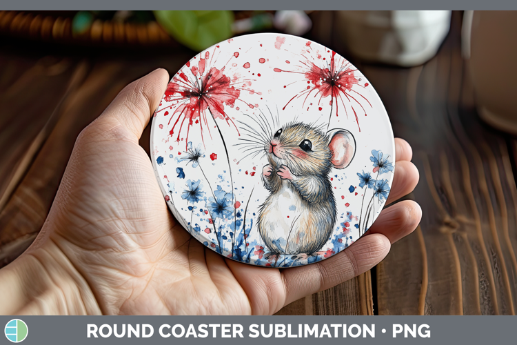 Farm Patriotic Splash Mouse Round Coaster Sublimation Coaste