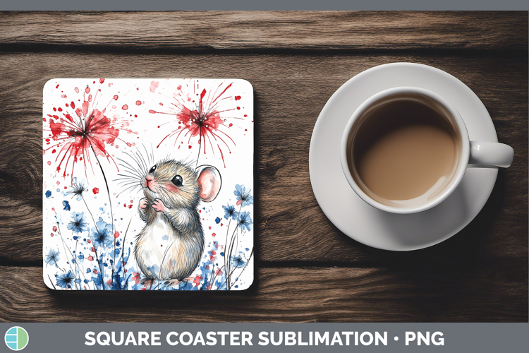 Farm Patriotic Splash Mouse Square Coaster Sublimation Coast