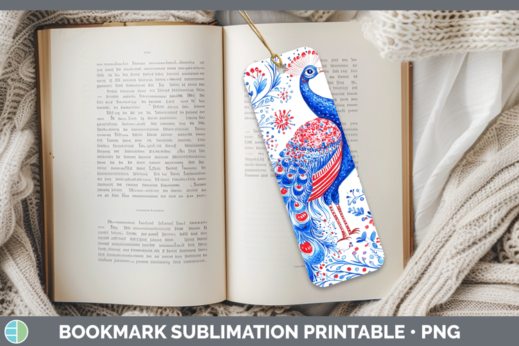 Farm Patriotic Splash Peacock Bookmark Sublimation Printable