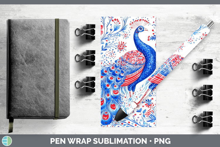 Farm Patriotic Splash Peacock Pen Wrap Sublimation Pen Desig