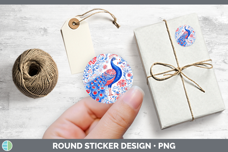 Farm Patriotic Splash Peacock Stickers | Round Labels Design