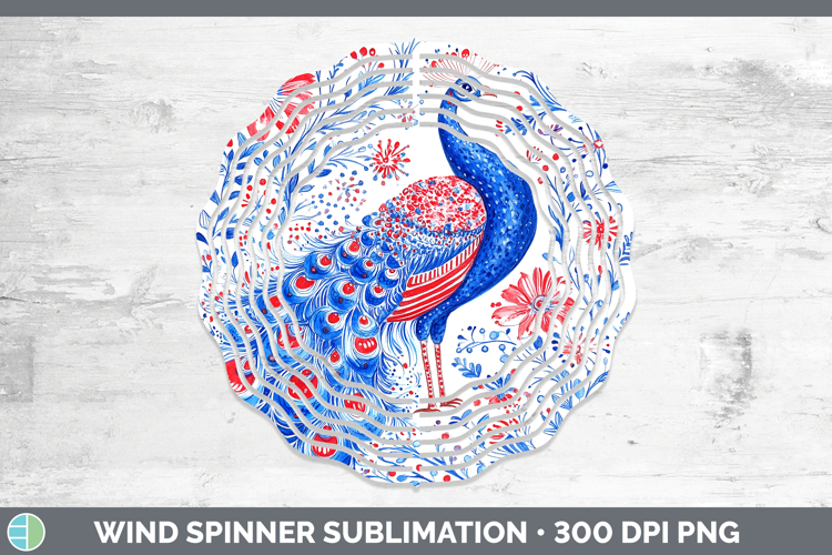 Farm Patriotic Splash Peacock Wind Spinner Sublimation Spinn
