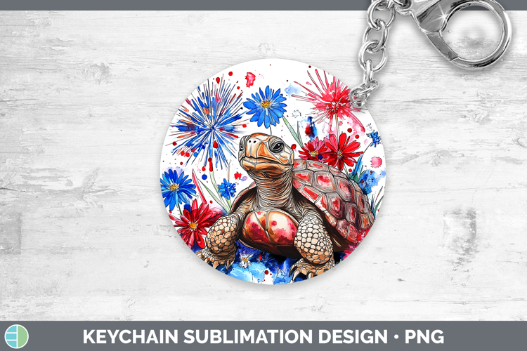 Farm Patriotic Splash Tortoise Keychain Sublimation Keyring