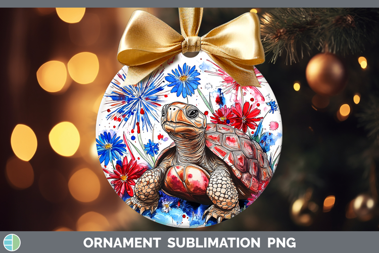 Farm Patriotic Splash Tortoise Ornament Sublimation Bauble D