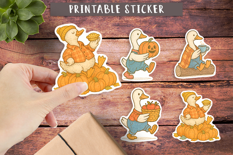 Cozy Farm Pumpkin Goose Stickers