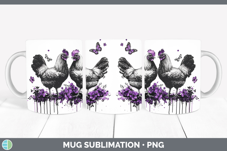 Farm Purple Drips Chicken Mug Wrap Sublimation Coffee Cup De