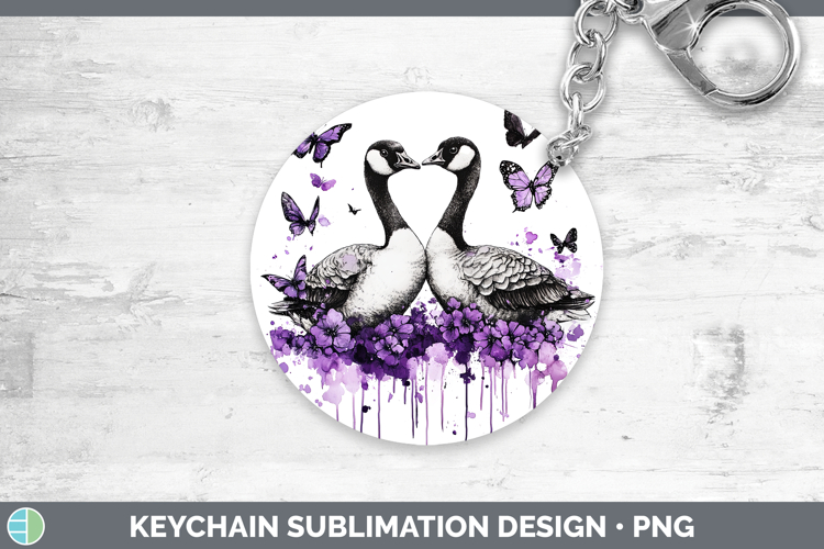 Farm Purple Drips Goose Keychain Sublimation Keyring Designs