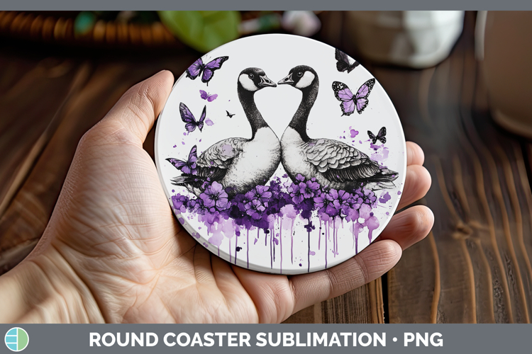 Farm Purple Drips Goose Round Coaster Sublimation Coaster De