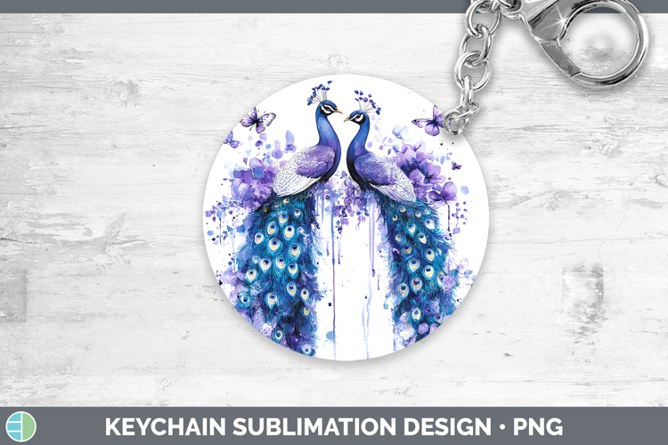 Farm Purple Drips Peacock Keychain Sublimation Keyring Desig