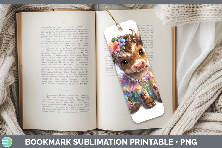 Farm Rainbow Summer Bull Bookmark Sublimation Printable Desi