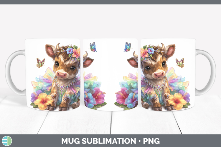 Farm Rainbow Summer Bull Mug Wrap Sublimation Coffee Cup Des