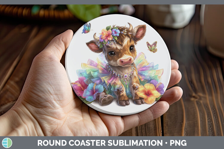 GorgeousFarm Rainbow Summer Round Coaster design.