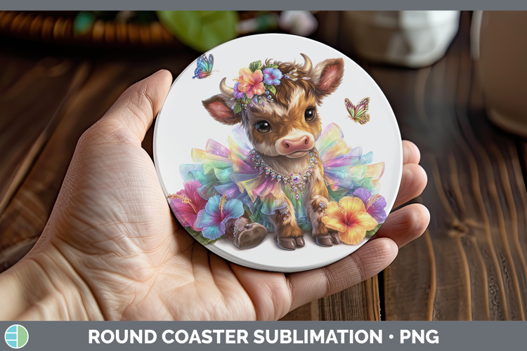 Farm Rainbow Summer Bull Round Coaster Sublimation Coaster D