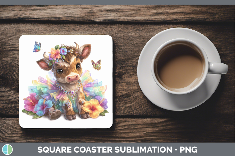 Farm Rainbow Summer Bull Square Coaster Sublimation Coaster