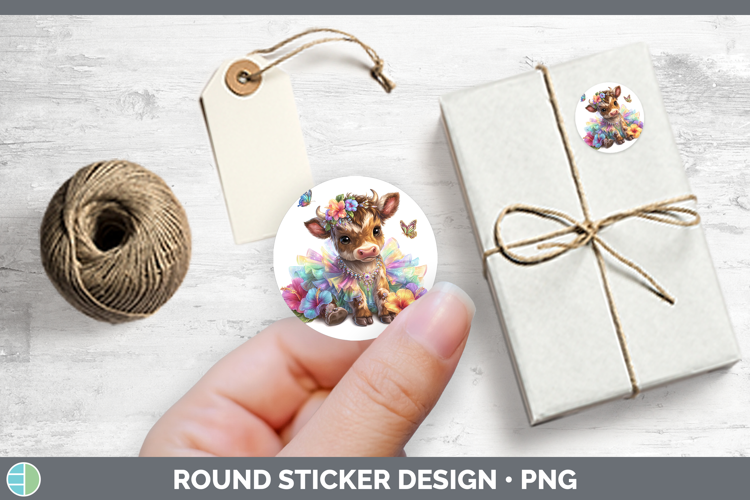 Farm Rainbow Summer Bull Stickers | Round Labels Designs