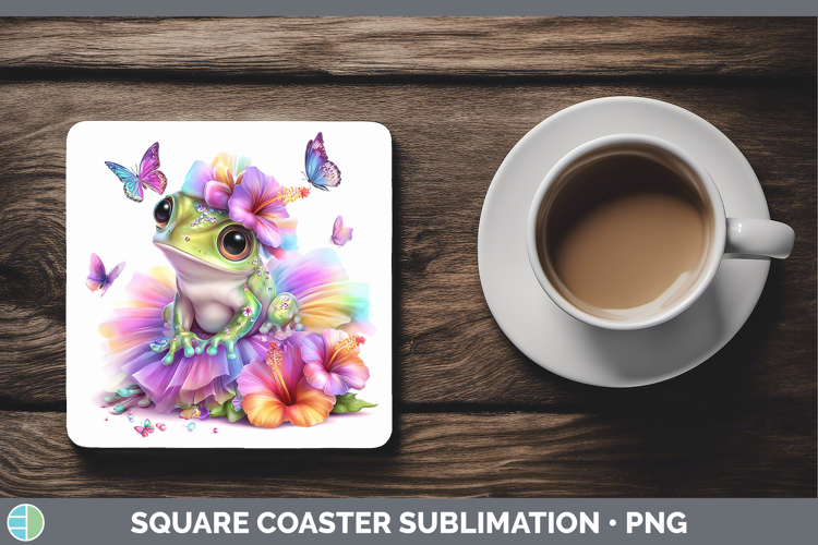 Farm Rainbow Summer Bullfrog Square Coaster Sublimation Coas