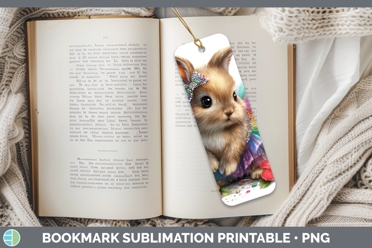 Farm Rainbow Summer Bunny Bookmark Sublimation Printable Des