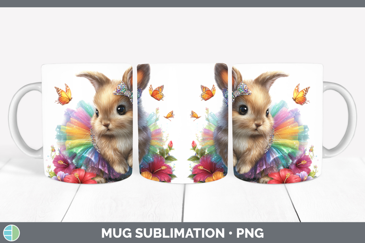 Farm Rainbow Summer Bunny Mug Wrap Sublimation Coffee Cup De