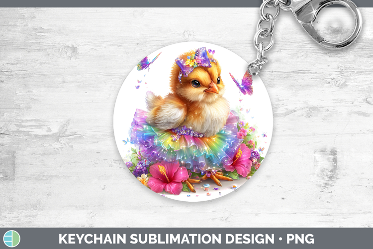 Farm Rainbow Summer Chicken Keychain Sublimation Keyring Des