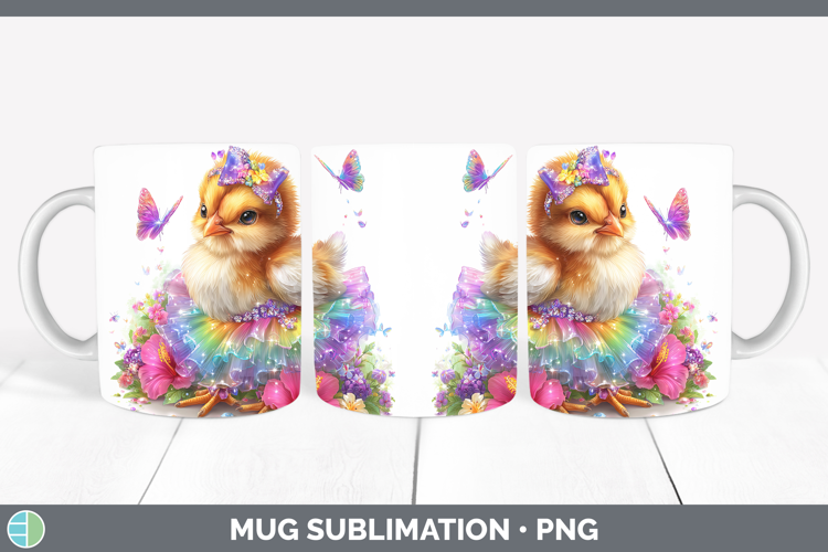 Farm Rainbow Summer Chicken Mug Wrap Sublimation Coffee Cup