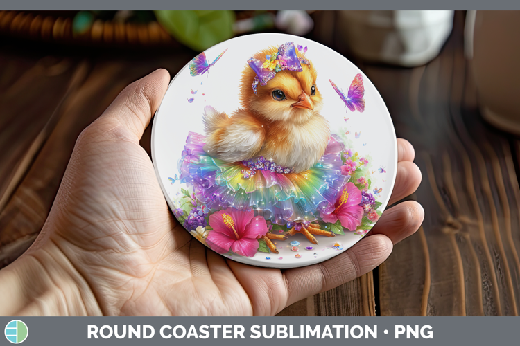 Farm Rainbow Summer Chicken Round Coaster Sublimation Coaste