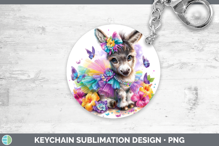 Farm Rainbow Summer Donkey Keychain Sublimation Keyring Desi