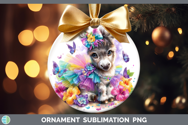 Farm Rainbow Summer Donkey Ornament Sublimation Bauble Desig
