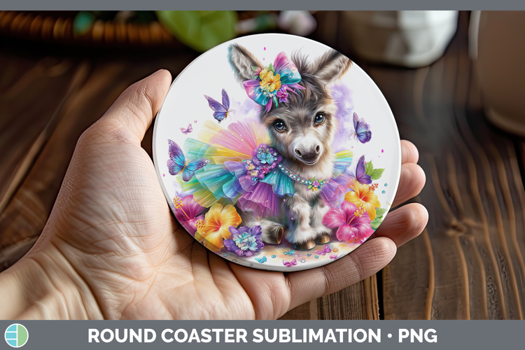 Farm Rainbow Summer Donkey Round Coaster Sublimation Coaster