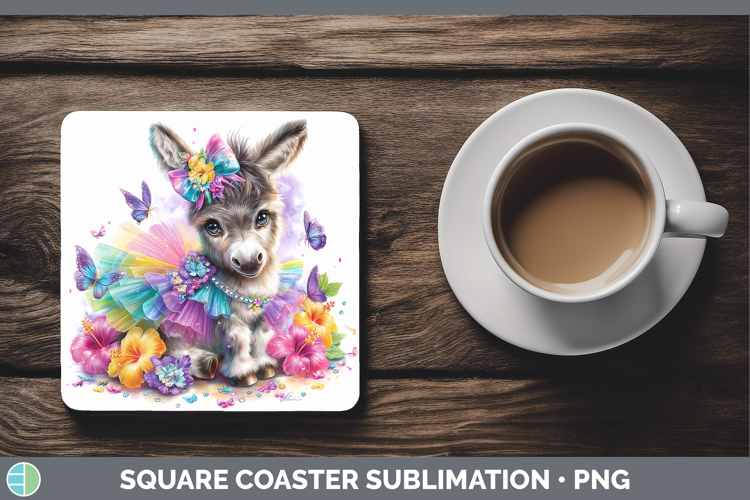 Farm Rainbow Summer Donkey Square Coaster Sublimation Coaste