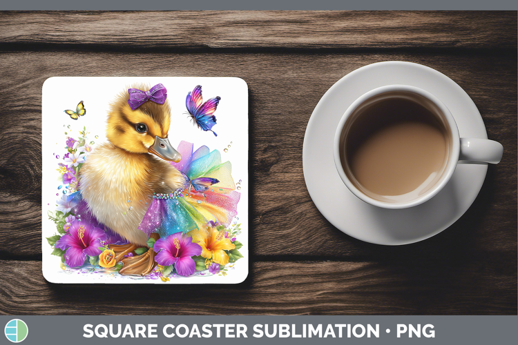 Farm Rainbow Summer Duck Square Coaster Sublimation Coaster