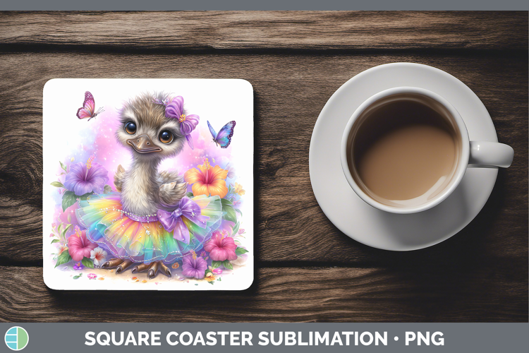 Farm Rainbow Summer Emu Square Coaster Sublimation Coaster D