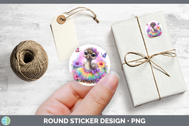 Farm Rainbow Summer Emu Stickers | Round Labels Designs