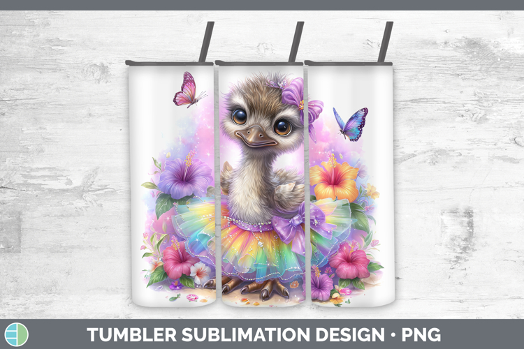Farm Rainbow Summer Emu Tumbler Sublimation 20 oz Skinny Tum