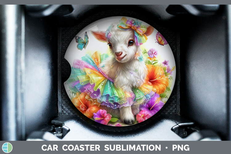 Farm Rainbow Summer Goat Car Coaster Sublimation Designs
