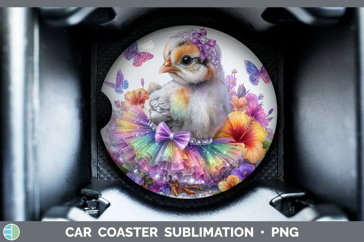 Farm Rainbow Summer Guinea Hen Car Coaster Sublimation Desi