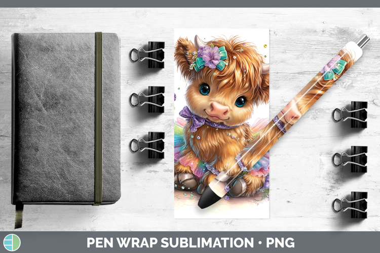 Farm Rainbow Summer Highland Cow Pen Wrap Sublimation Pen De