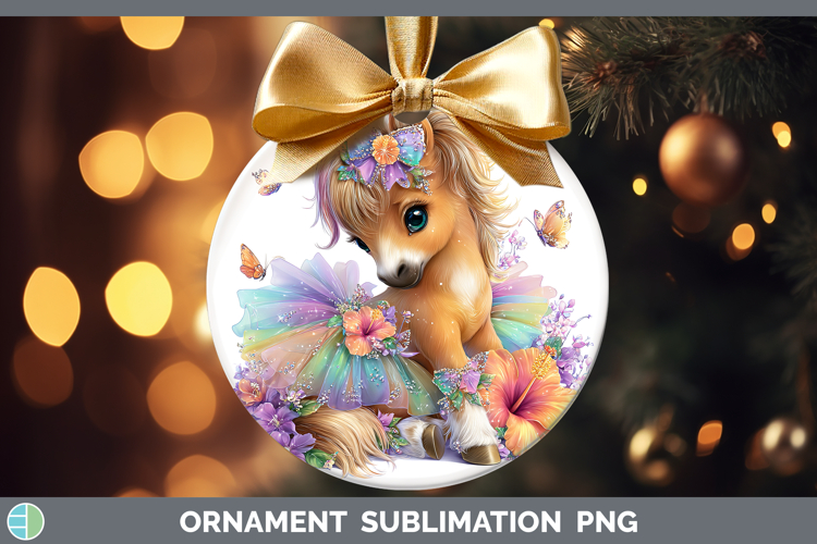Farm Rainbow Summer Horse Ornament Sublimation Bauble Design