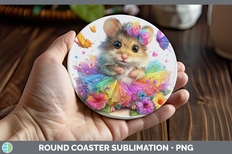 Farm Rainbow Summer Mouse Round Coaster Sublimation Coaster