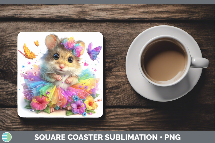 Farm Rainbow Summer Mouse Square Coaster Sublimation Coaster