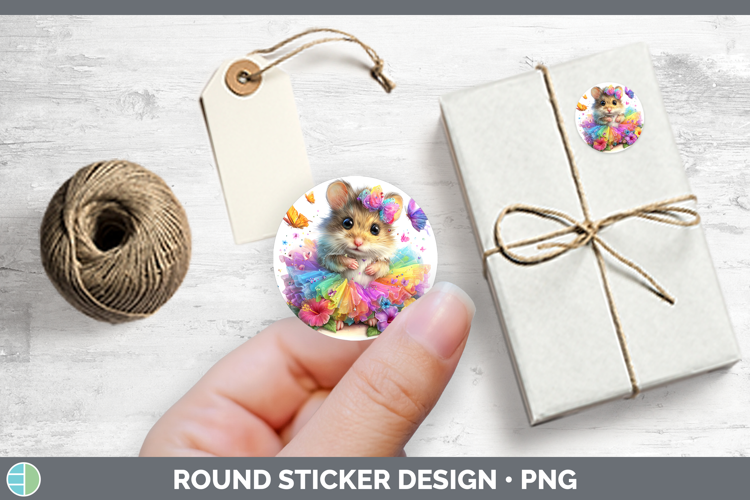 Farm Rainbow Summer Mouse Stickers | Round Labels Designs